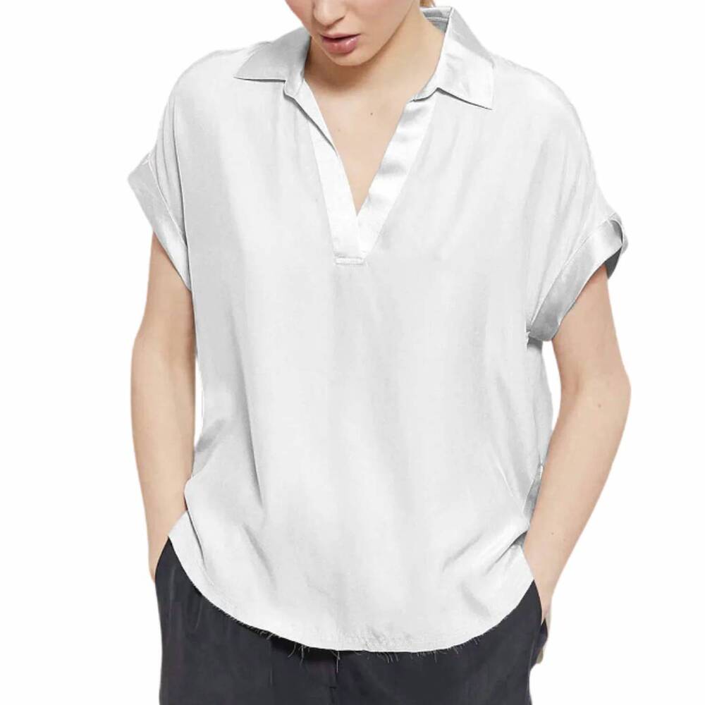 NEW GO BY GO SILK polo top in white